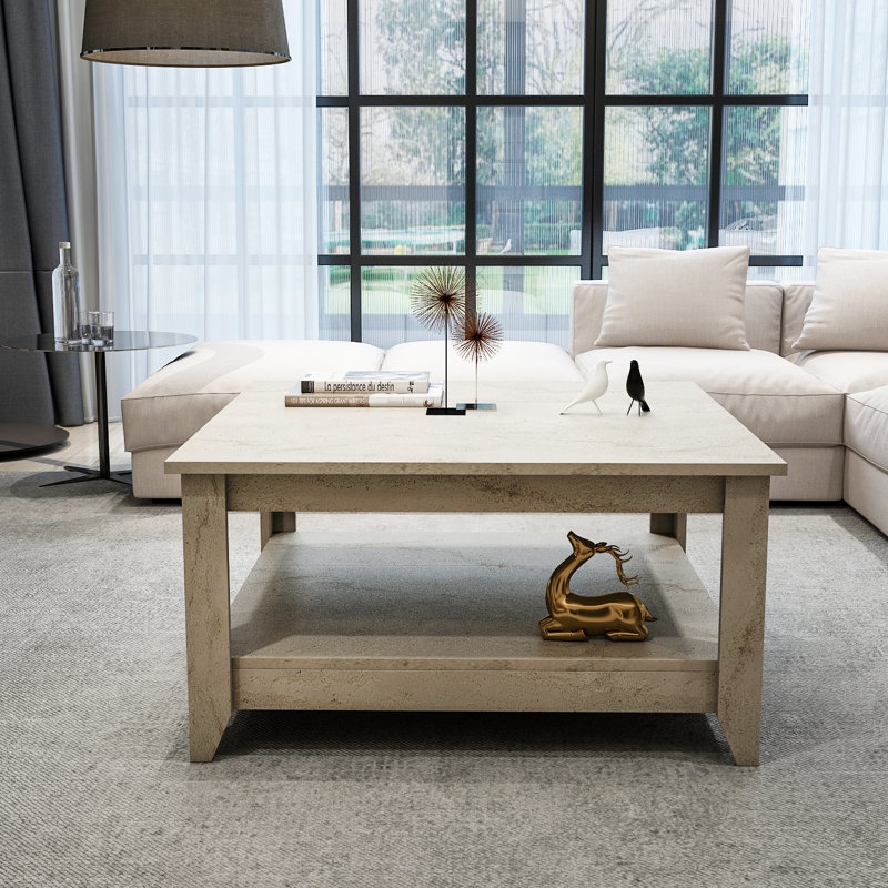 Lea 90 Cm Square Coffee Table, Cream