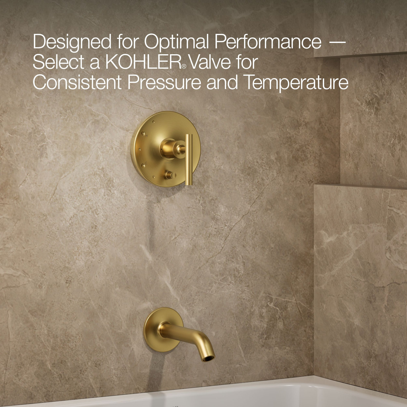 Purist Rite-Temp Bath and Shower Trim Set, Vibrant Brushed Moderne Brass, Lever Handle