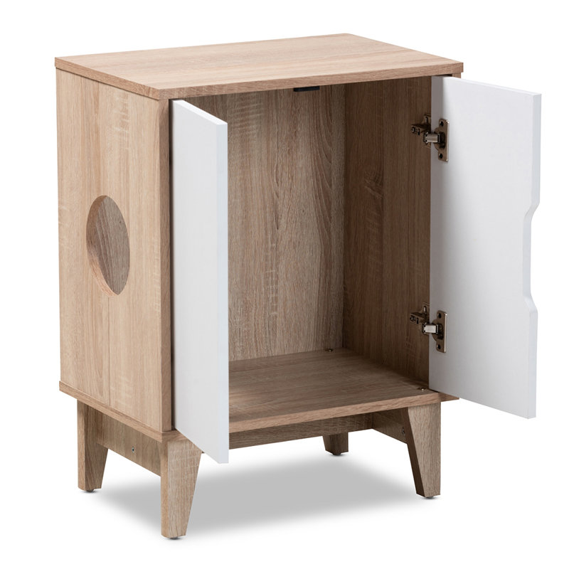 Haleyville Litter Box Enclosure, Light Oak Brown/White