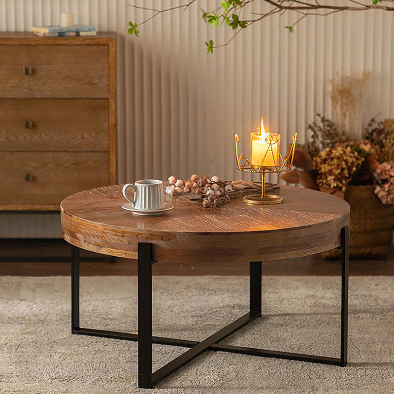 Table basse Briyan, Noir, H 17,72 po x L 33,86 po x l 33,86 po, Naturel