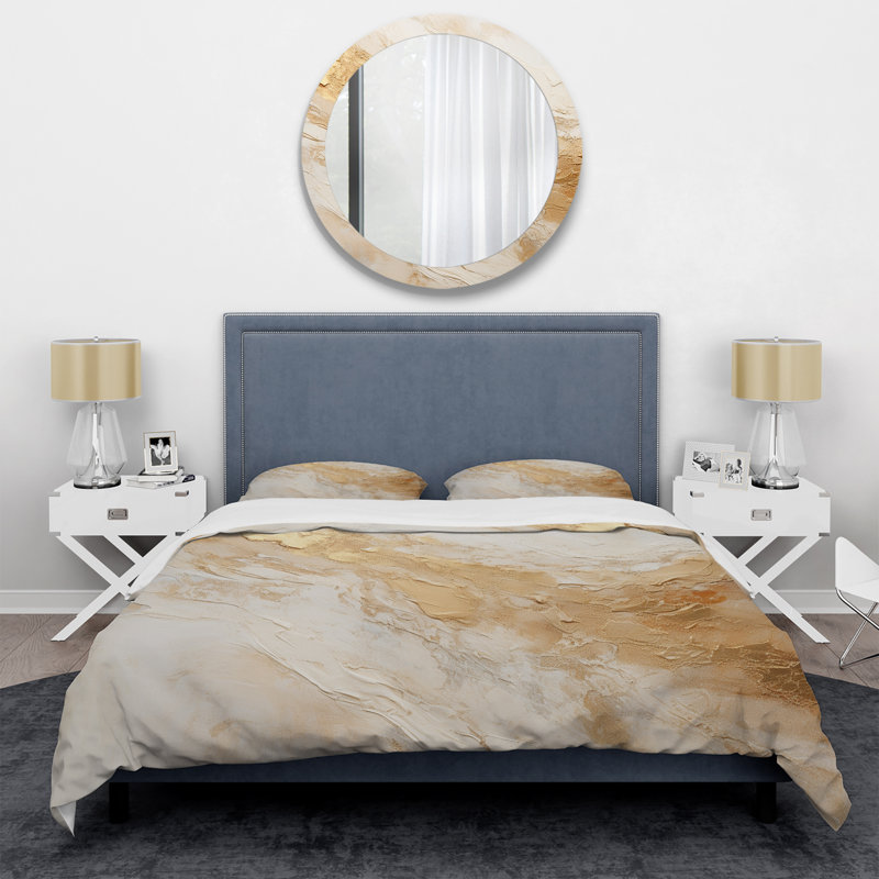 Ensemble de housse de couette en marbre doré et blanc Geode Magic - Abstract Marble