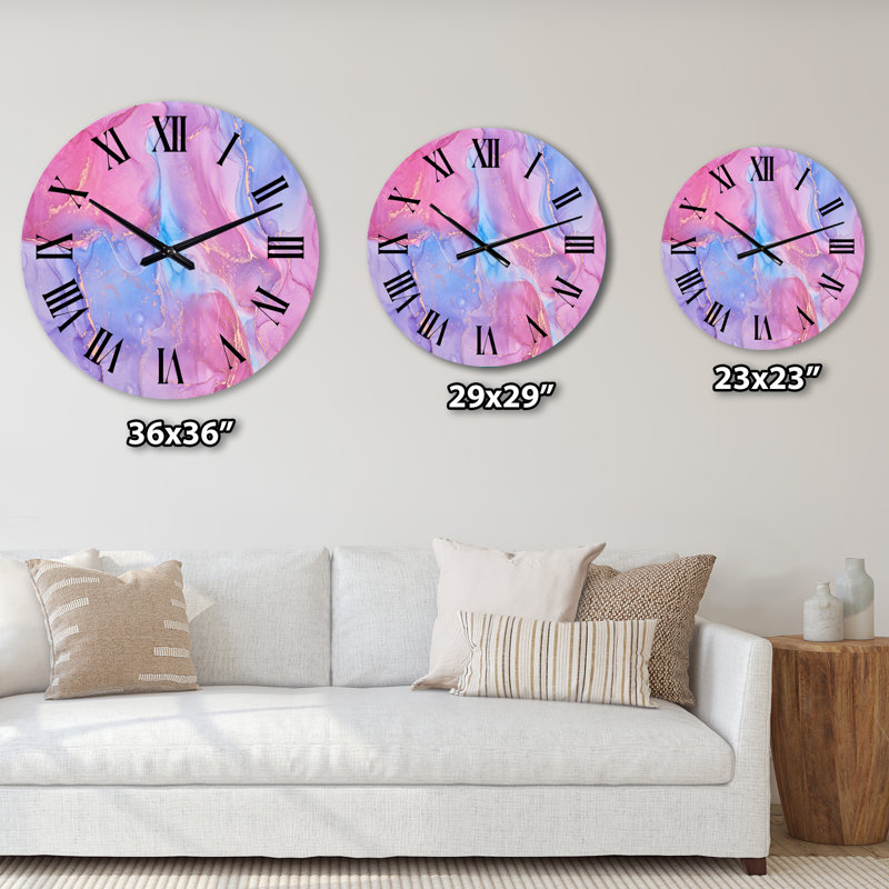 Horloge murale moderne - Nuage translucide rose et bleu, Moyen