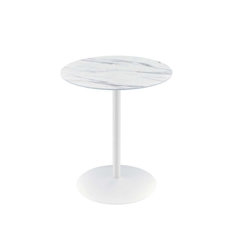 Benis Glass Top End Table, White, White
