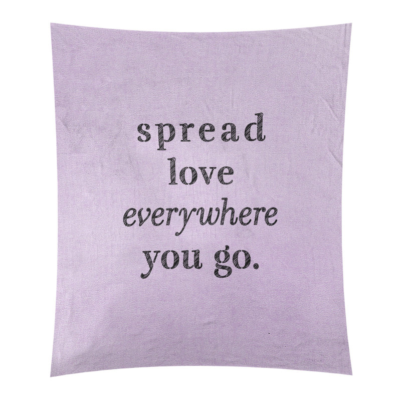 Tapisserie de polyester à l’quoted love quot, H 80 po x l 68 po, Mauve / Noir
