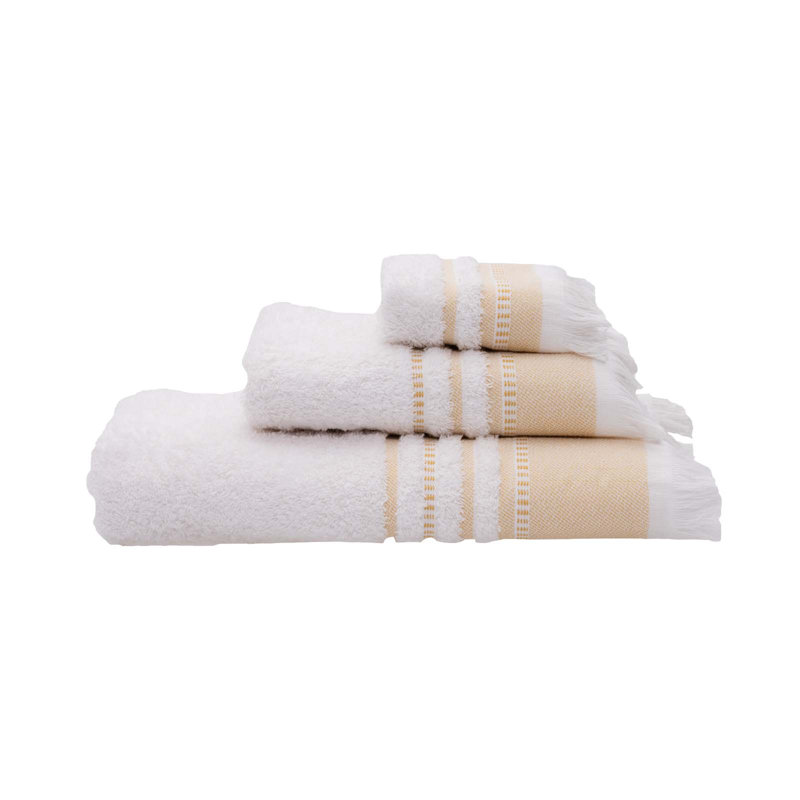 Sanhedrin Midweight Bath Towel, White/Mustard