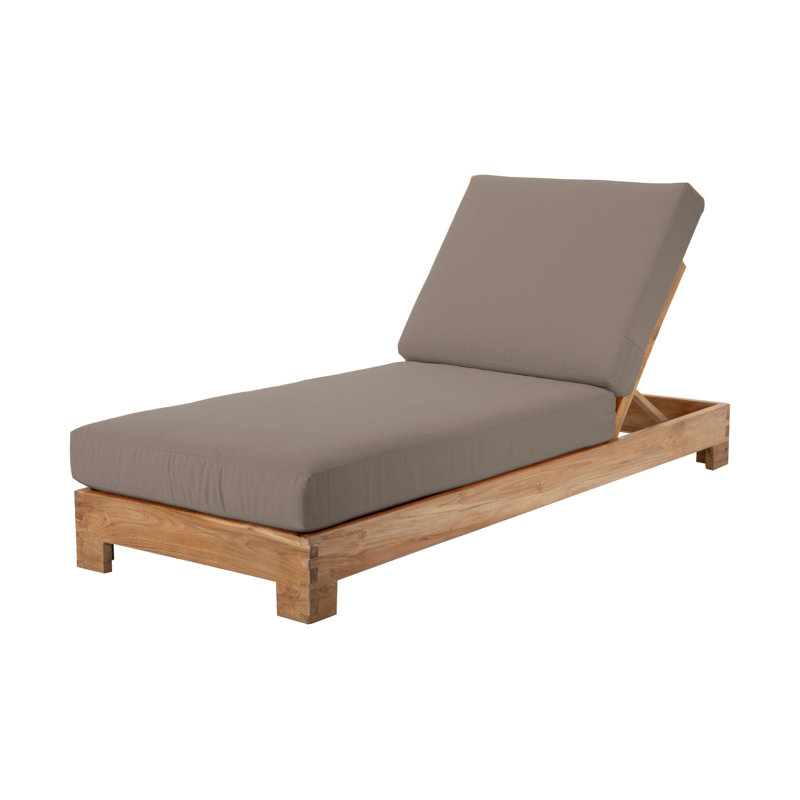 2 chaises longues d'extérieur en teck Pacific, Taupe