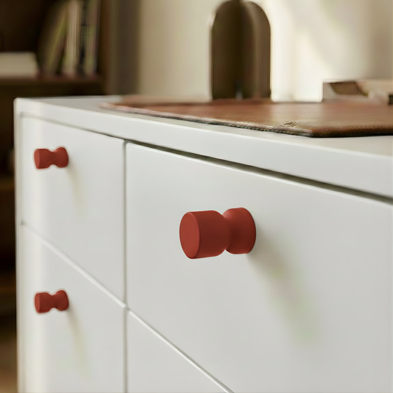 ROUS Harwdare Mid-Century Modern Hourglass Knob, Rose (Red)