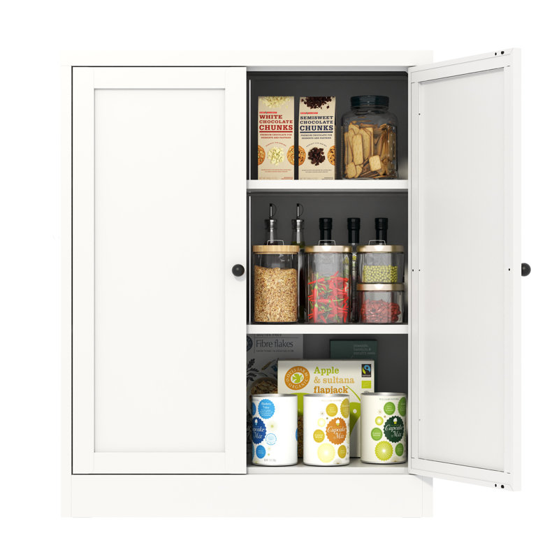 Garde-manger en métal blanc avec tablettes réglables, organisateur de rangement de cuisine autoportant 34,6 po