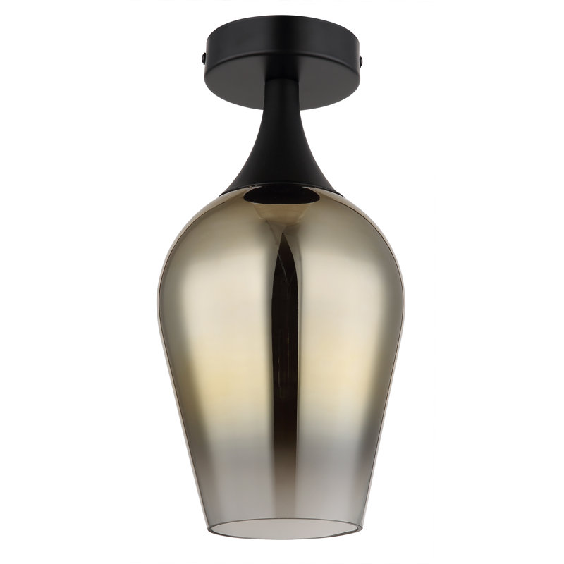 Glass Flush Mount, Matte black