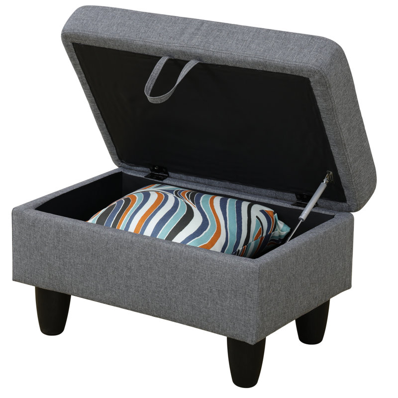 Repose-pieds en flanelle avec rangement, Lin gris