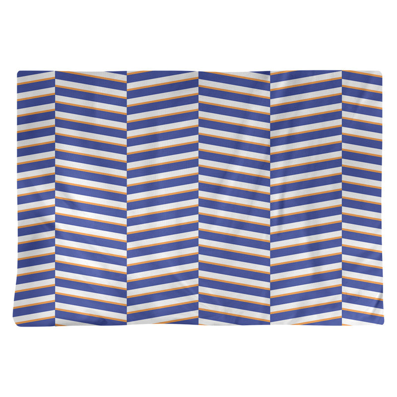 Jaya Polyester Striped Rectangle Placemat, Blue/Orange, Polyester