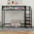 Twin Size Metal Loft Bed With Upper Grid Storage Shelf And Lateral Storage Ladder-118726665