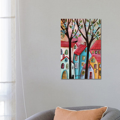 Red Roofs 1 Piece Wrapped Canvas Wall Art