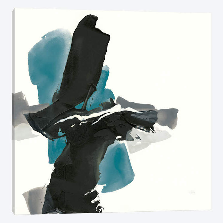 «Black and Teal IV», reproduction sur toile, H 12 po x l 12 po x P 1,5 po