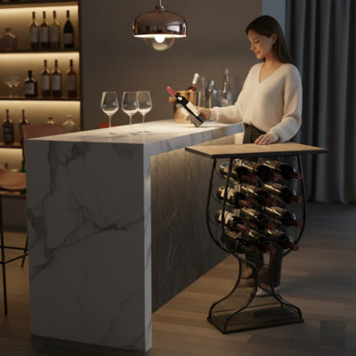 12 Bottle Console Wine Bottle Rack Black