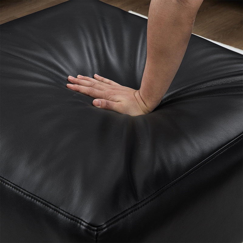 Canapé d'angle en cuir de polyuréthane, Noir