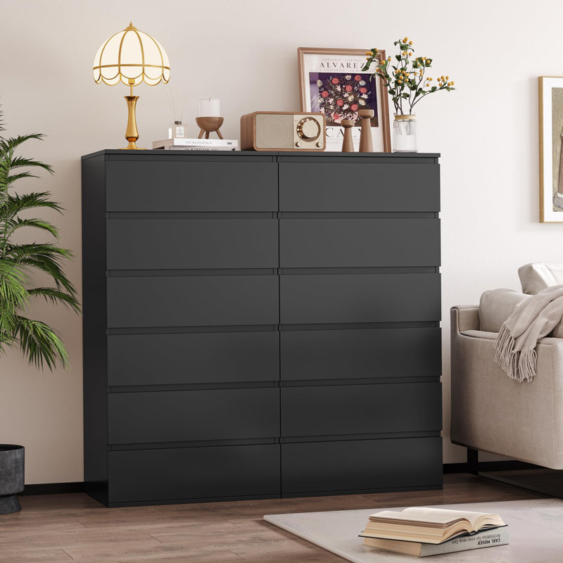 60 cm W Chest of 6 Drawers, Black