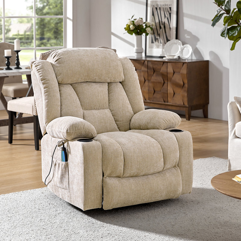 Udi Oversized Power Heating Lift Assist Recliner with Massage, Beige 