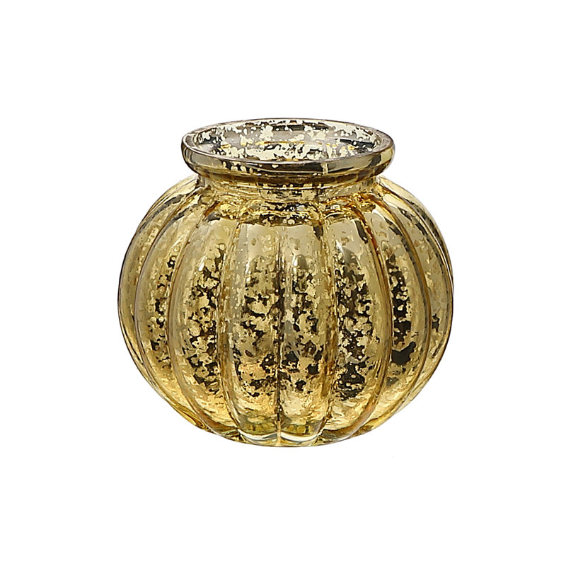 Ih Casadecor 4'' H Mercury Glass Tabletop Tealight Holder, Gold