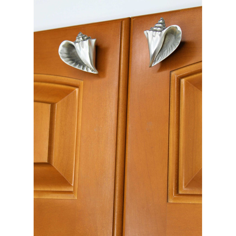 2" Conch Shell Right Facing Knob, Brushed Nickel
