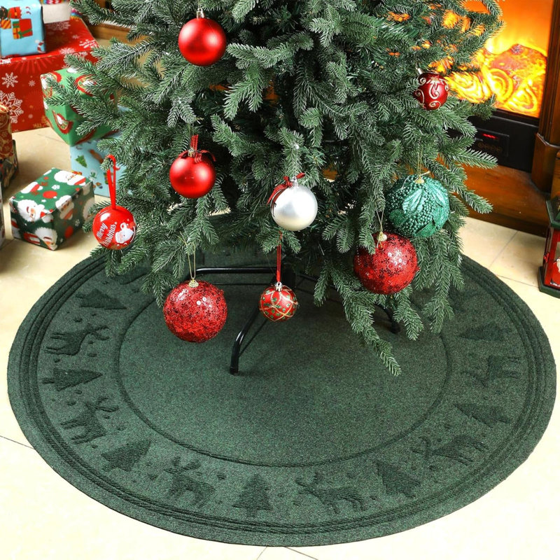 Tapis de sapin de Noël 35 po avec rebord de protection d'arbre de Noël résistant aux intempéries et support pour arbre de Noël de Spills Scratches