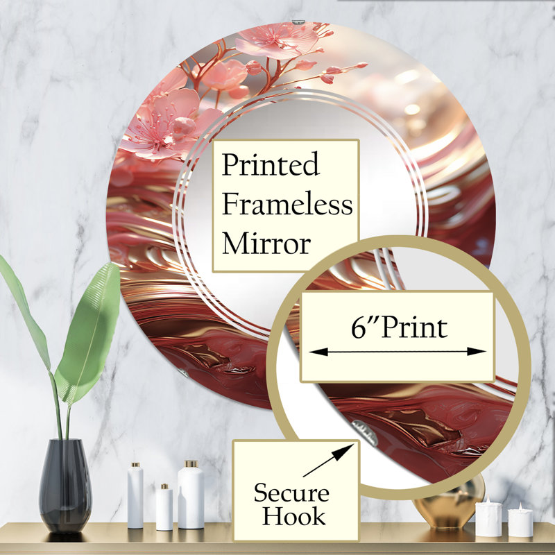 Bourdin - Miroir mural rond moderne, 32 po x 32 po