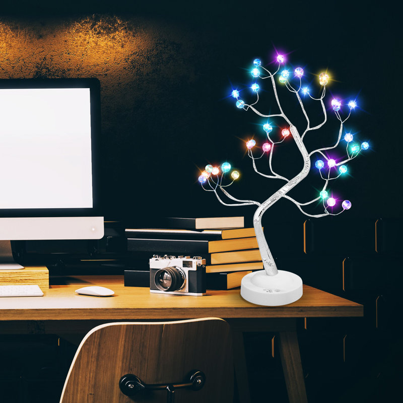 20" RGB LED Tree Color Changing Lights Remote Control Opal Ball Tabletop Indoor Decoration