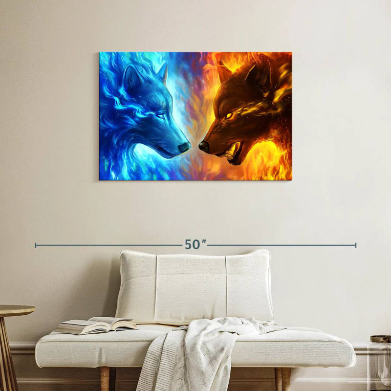 Brampt Fire And Ice Wolves, 24" H x 36" W