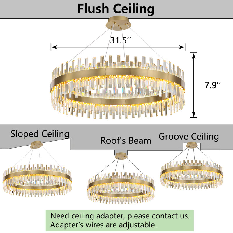 Lustre en cristal Glam, Doré