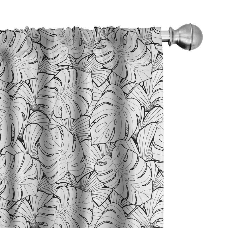 Black and White Semi-Sheer Rod Pocket Sliding Panel, 28" x 84"