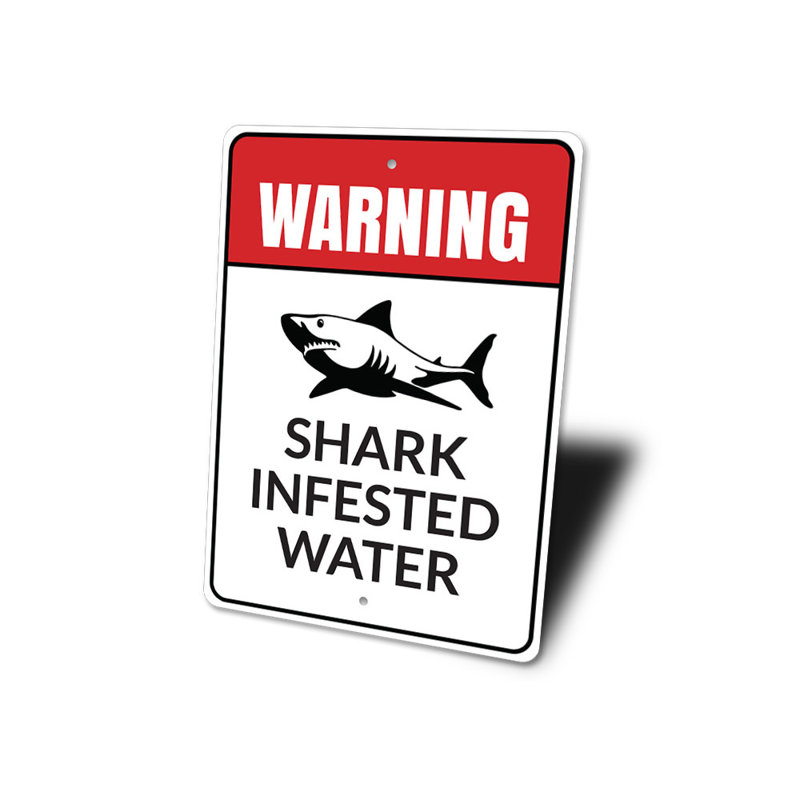 Panneau d'eau infesté de requin, H 18 po x l 12 po x P 0,06 po