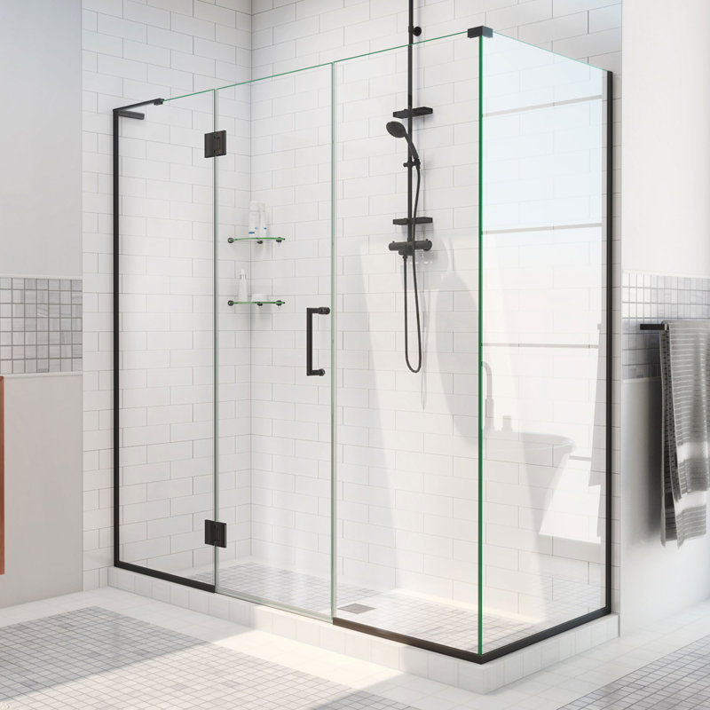 Unidoor-X 52" x 72" Hinged Frameless Shower Door with ClearMax™ Technology, Matte Black