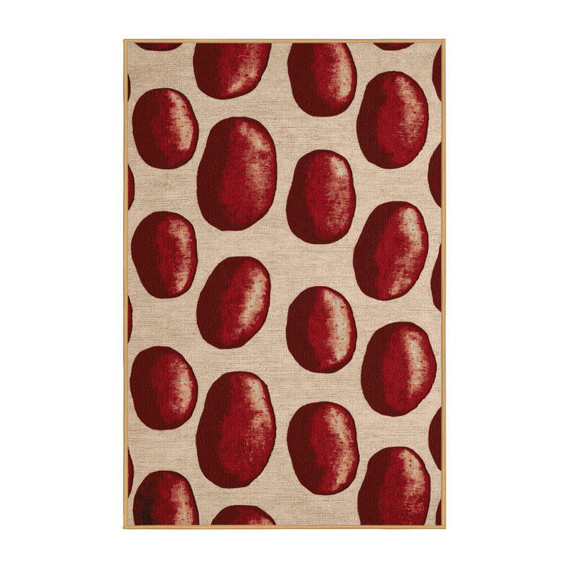  Tapis rouge lavable avec pommes de terre et légumes, Rectangulaire 2 pi x 3 pi