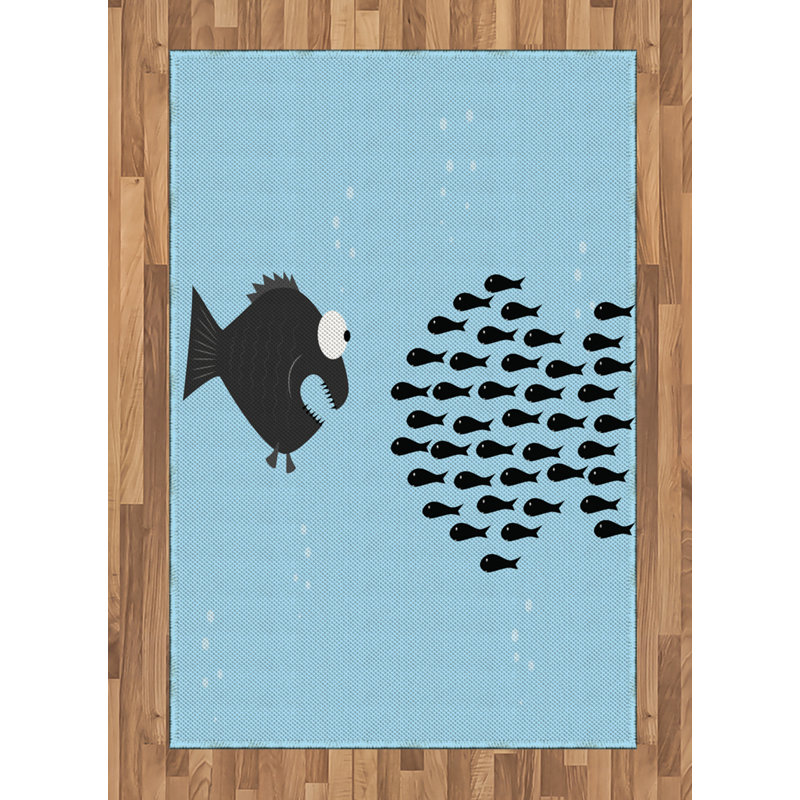 Fish High Density Long Fiber Poly Threads Decorative Area Rug Carpet, Rectangle 4' x 5'8"