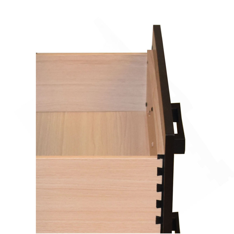 Commode 5 tiroirs de style contemporain en bois gris