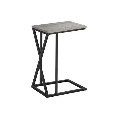 Contemporary Side Table In Grey And Black Metal, For Living Areas, Space Saving, 10.03" L X 18.25" W 25.76" H With Laminate Ideal For Construction, 10.03In 18.25In 25.76In