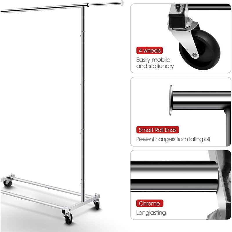 Support à vêtements extensible, organisateur de vêtements réglable, métal chromé