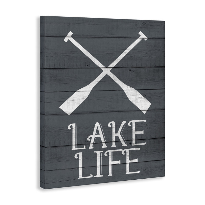 «Nautical Blue Lake Life Life Rustic Boat Oars» par Kim Allen - impression d'art graphique, H 30 po x l 24 po
