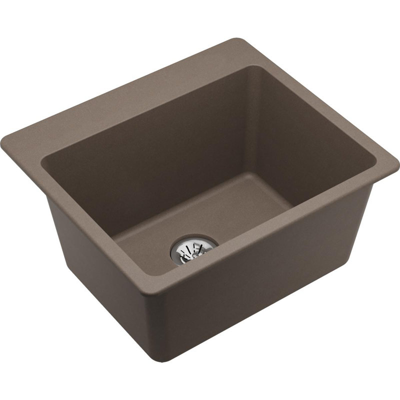 Quartz Classic 25" x 22" x 11-13/16" Drop-In Laundry Sink with Drain Assembly and Basket Strainer, Greige