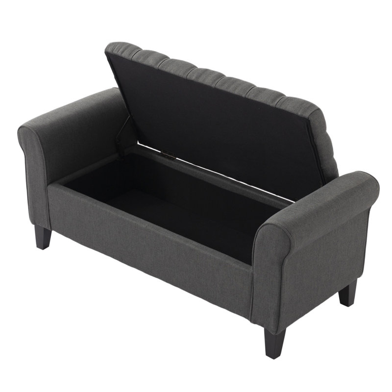 Upholstered Bedroom Bench, Dark Gray