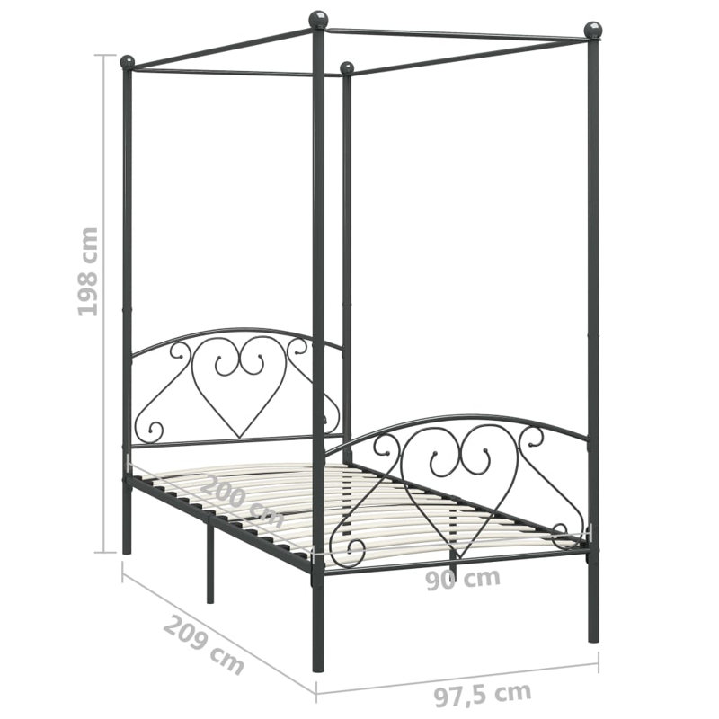 Issac Metal Bed, European Double (140 x 200cm), Black