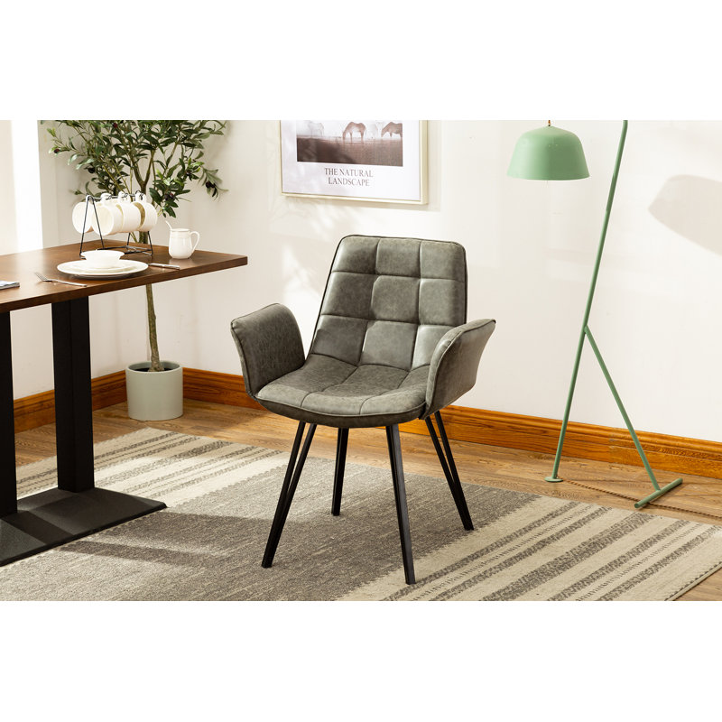 Sharolyn 18.9'' H Tufted Polyurethane Upholstered Armchair, Gray