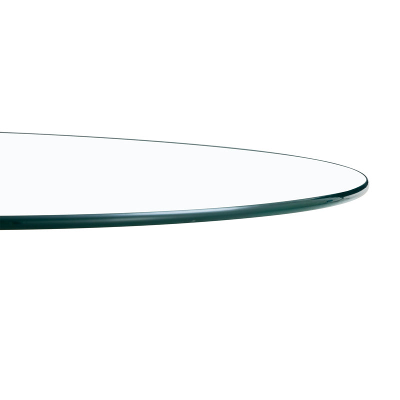 A glass tabletop with a modern minimalist circular dining table, 29.5" H x 35" L x 35" W, Gold