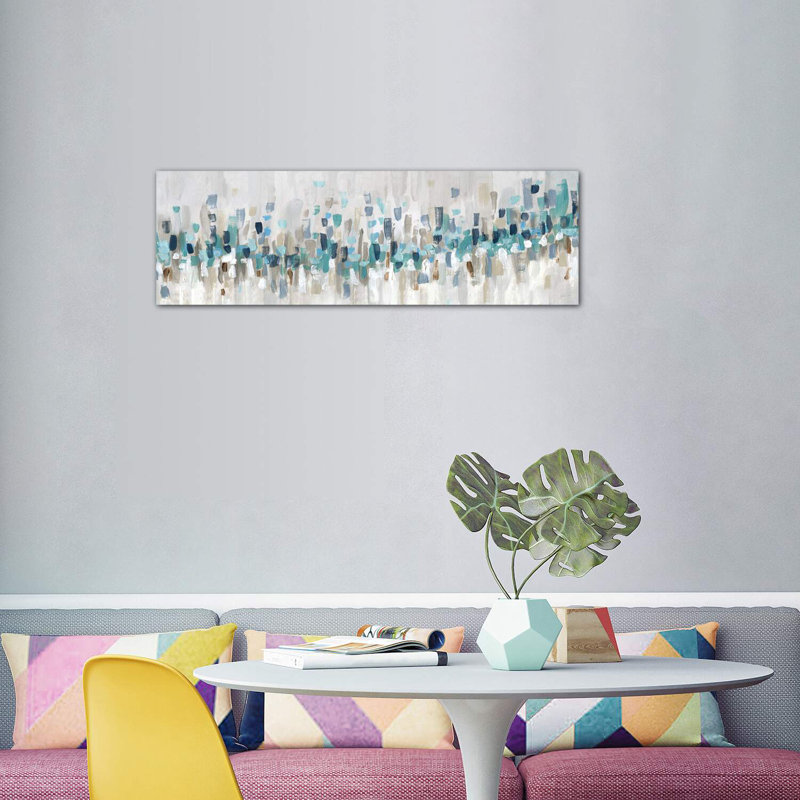 «Blue Staccato» par Inconnu - reproduction d'art, Toile tendue, H 20 po x l 60 po x P 1,5 po