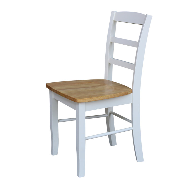 Chaise de salle à manger en bois massif Klynn, Blanc/naturel