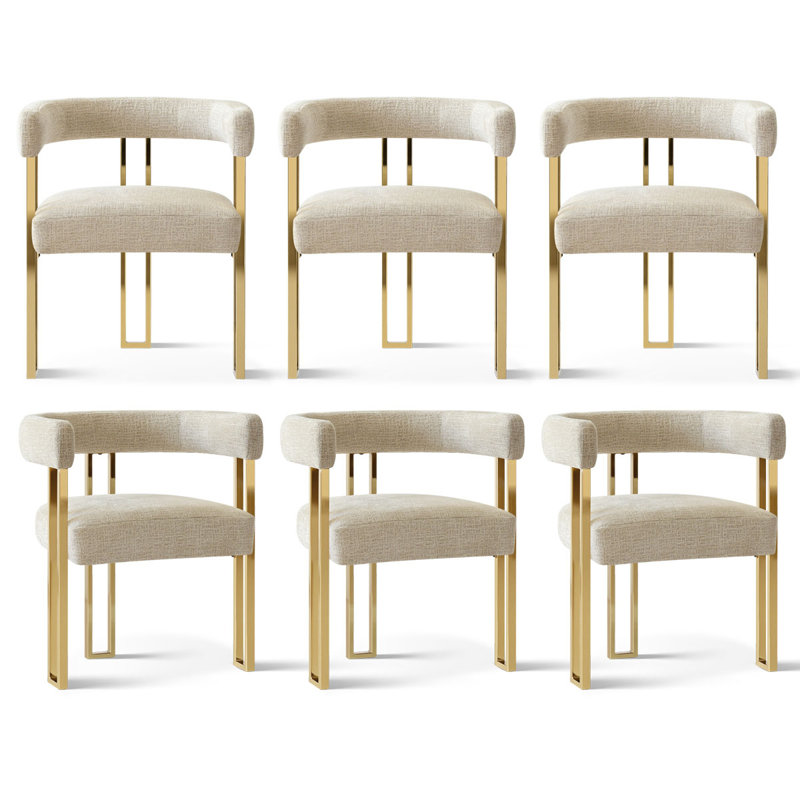  Desai 18" Seat Height Upholstered Chenille Dining Chair (Set of 6), Oatmeal