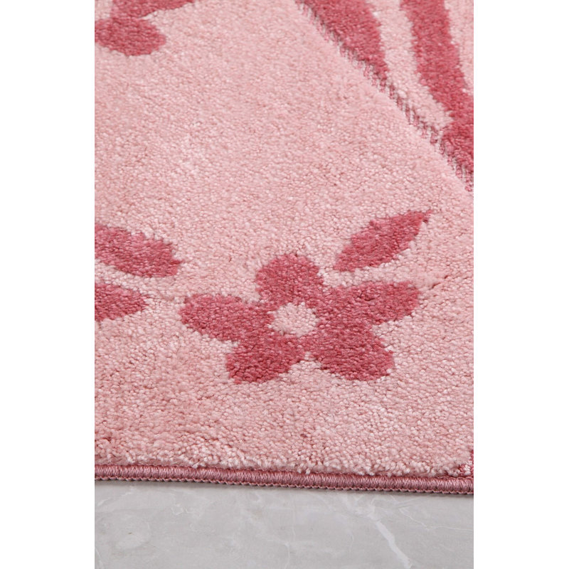 Ensemble de tapis de bain 3 pièces Shetye, Bourgogne / rose