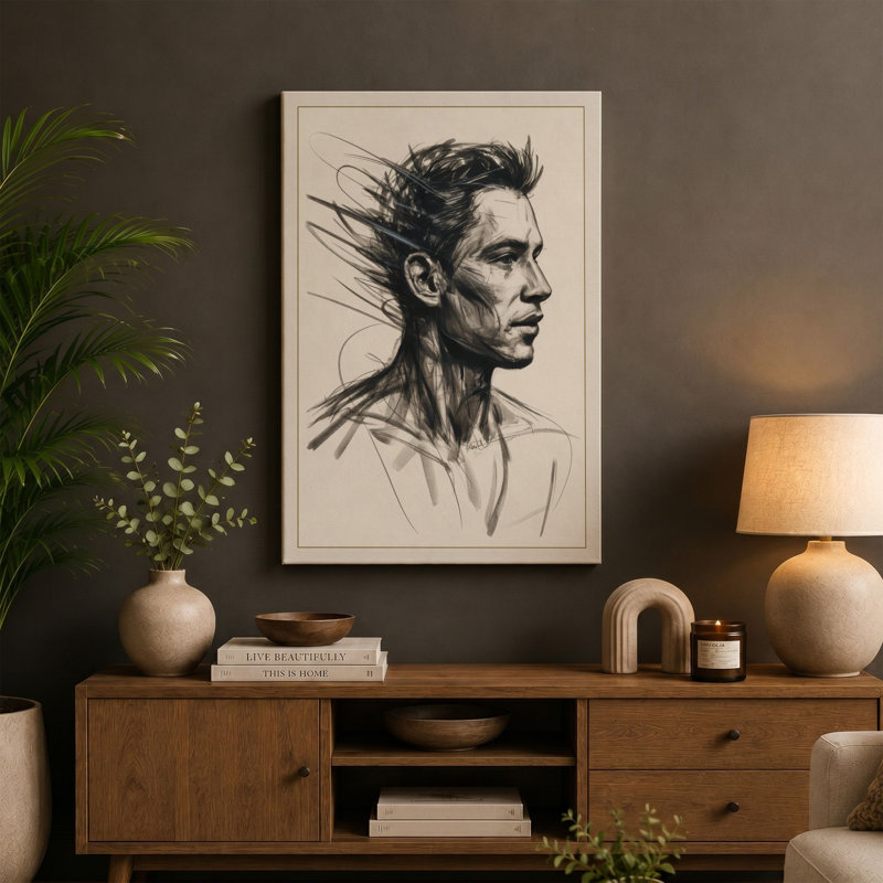 Profile in Motion Modern - Wrapped Canvas, 18x12 - 45.7 x 30.5 cm, Terracotta Border