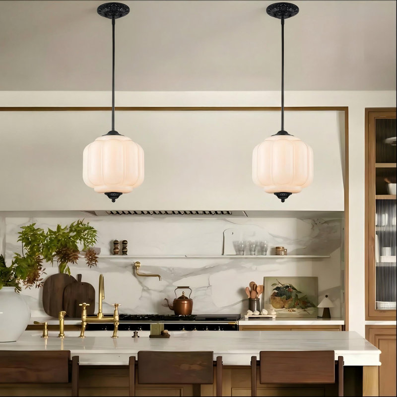 Glint 1-Light Vintage Pumpkin Glass Pendant Light