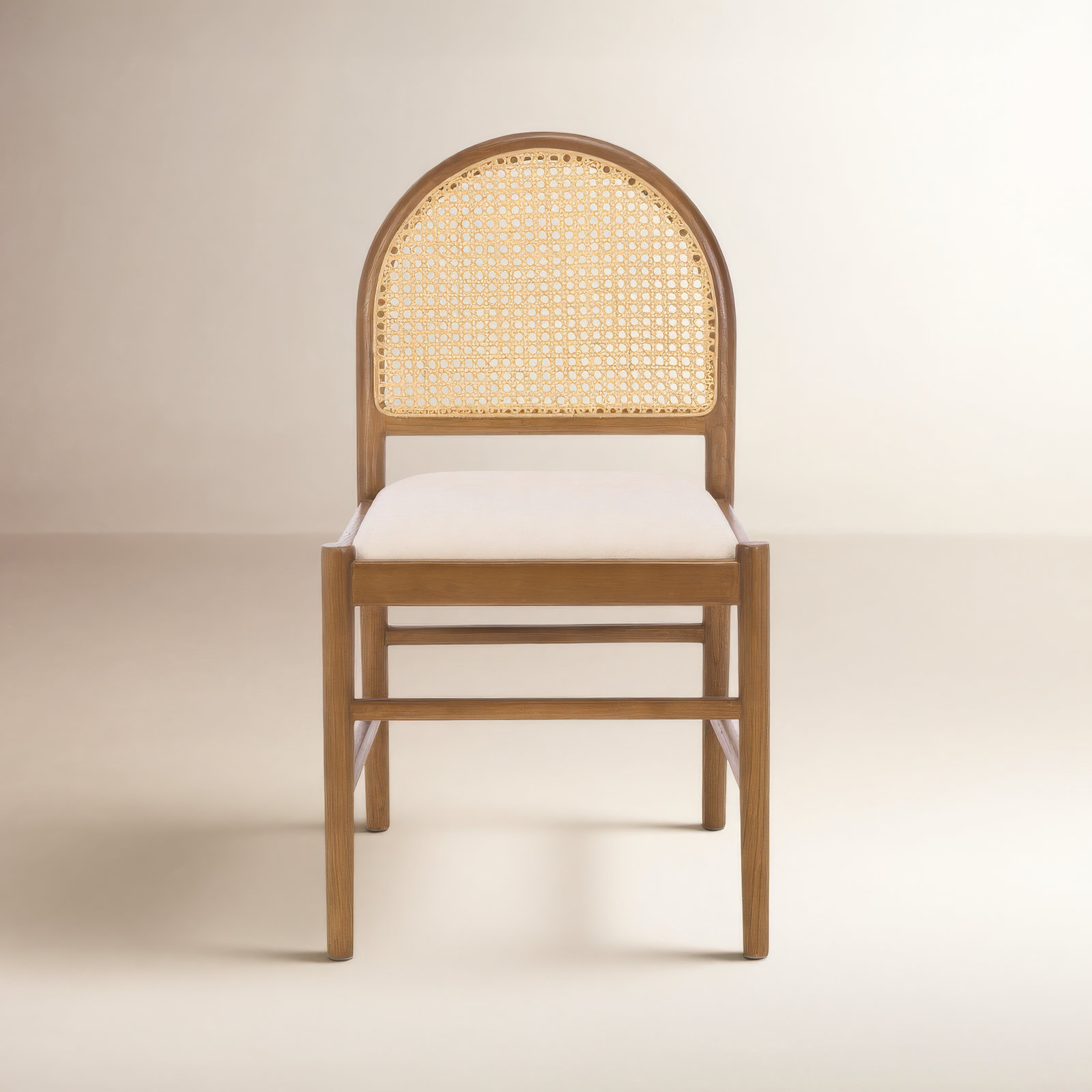 Ottavia Rattan And Leather Dining Chair, Natural, Medium Oak Boucle